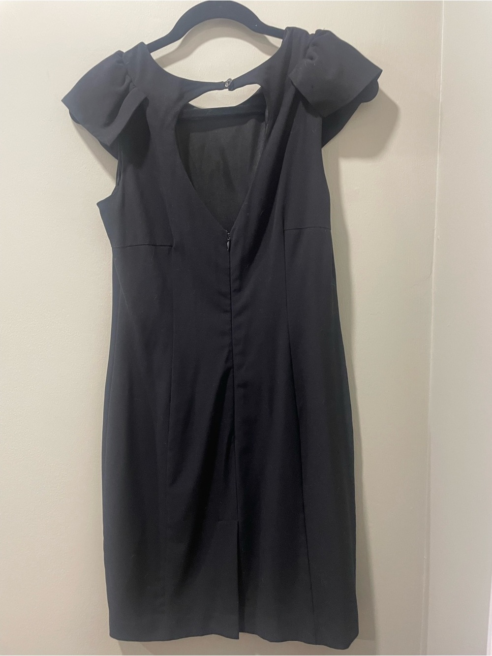 Worthington Black V-Neck Cap-Sleeve Midi Dress